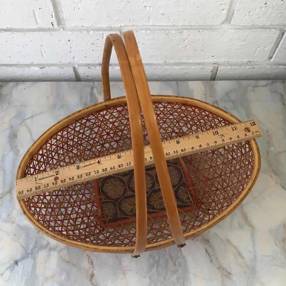 Handcrafted Orange & Brown Danty Oval Woven Basket